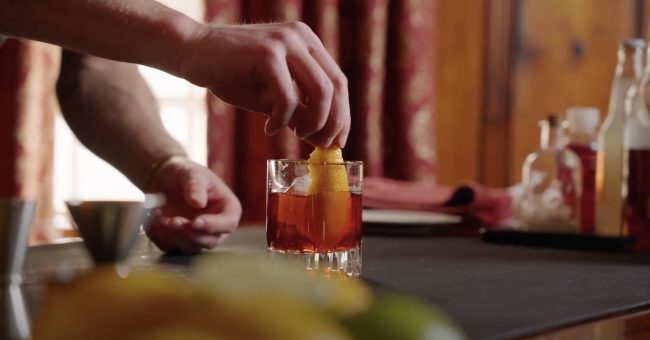 Finishing Touch: Garnish your Applejack Negroni with a twist of orange peel, releasing its oils to enhance the cocktail's citrus aroma and elevate the drinking experience.